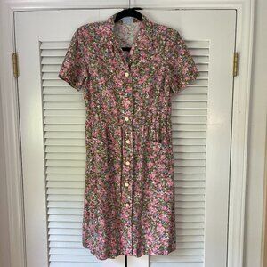 Vintage Floral Collared Button Down Dress